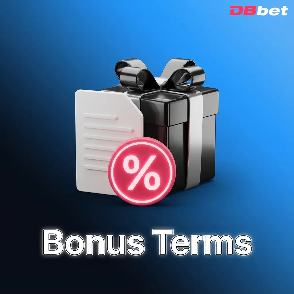 Illustrated banner titled “Bonus Terms” with icons for casino, sports bets, wagering rules, and responsible gambling guidelines