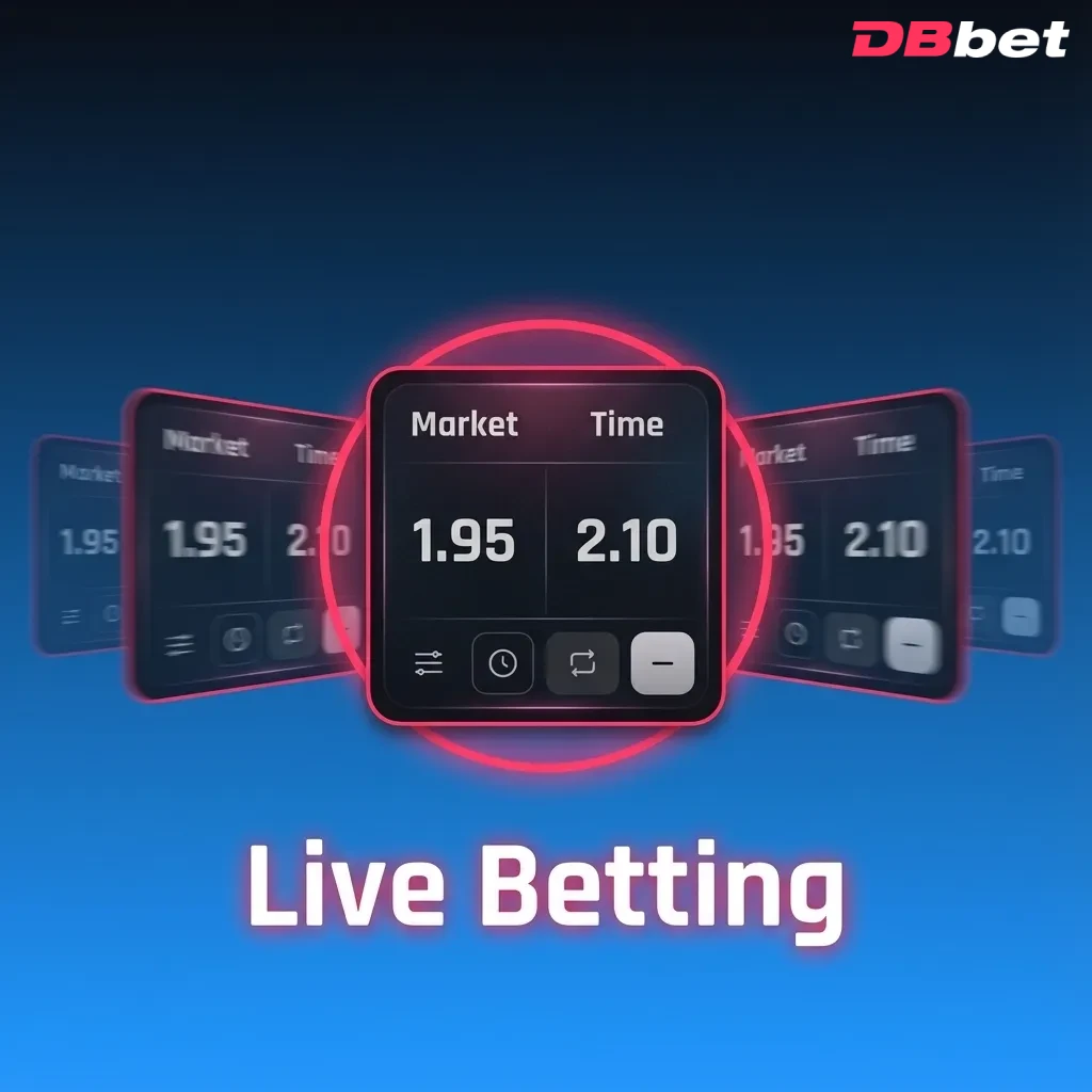 Live betting interface on DBBet showing dynamic odds updates for cricket and football with options to place or cash out bets