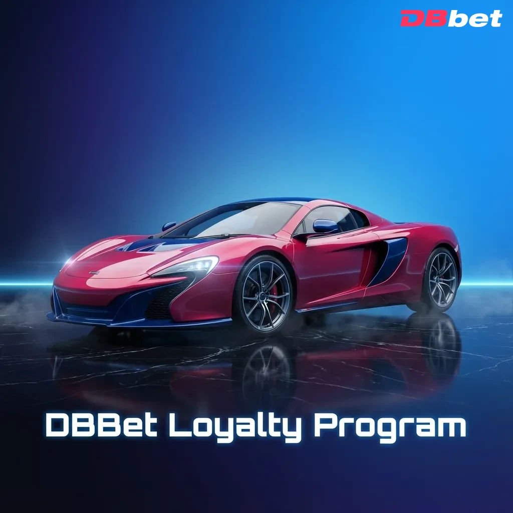 DBBet Loyalty Program infographic showing tiered levels, points accumulation, and rewards like cashback, VIP perks, and free spins
