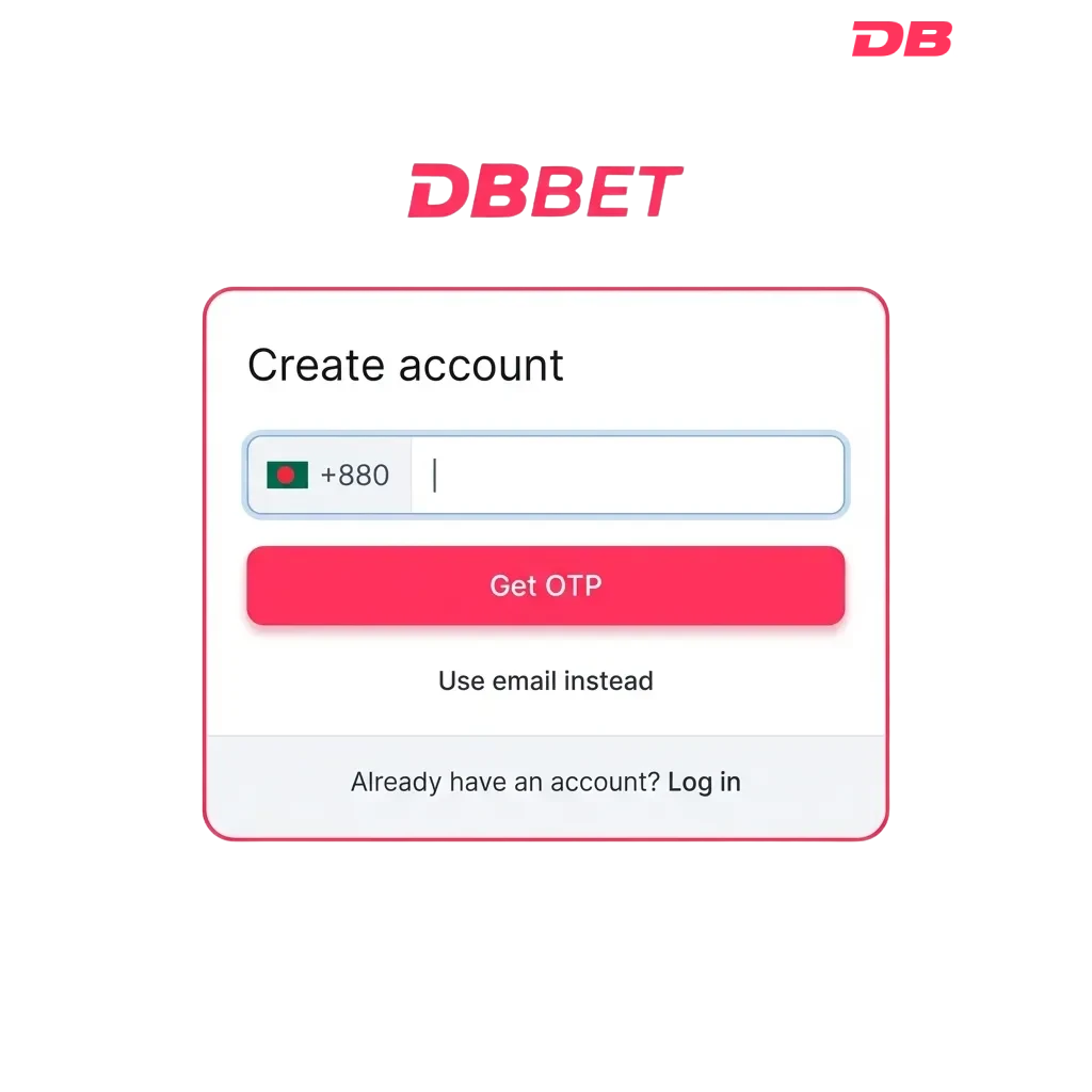Centered registration form with DBBet logo and phone number sign-up
