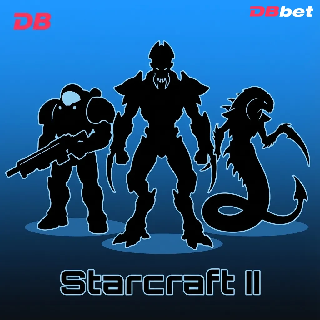 StarCraft II Terran, Zerg, and Protoss armies clash on a sci-fi battlefield with esports betting markets highlighted