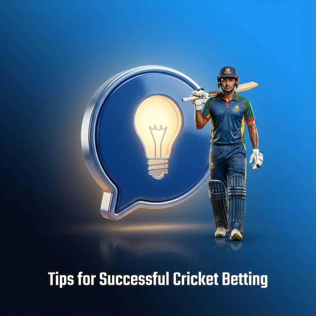 Illustrated guide to cricket betting tips showing stats, pitch conditions, bankroll management, and responsible gambling tools