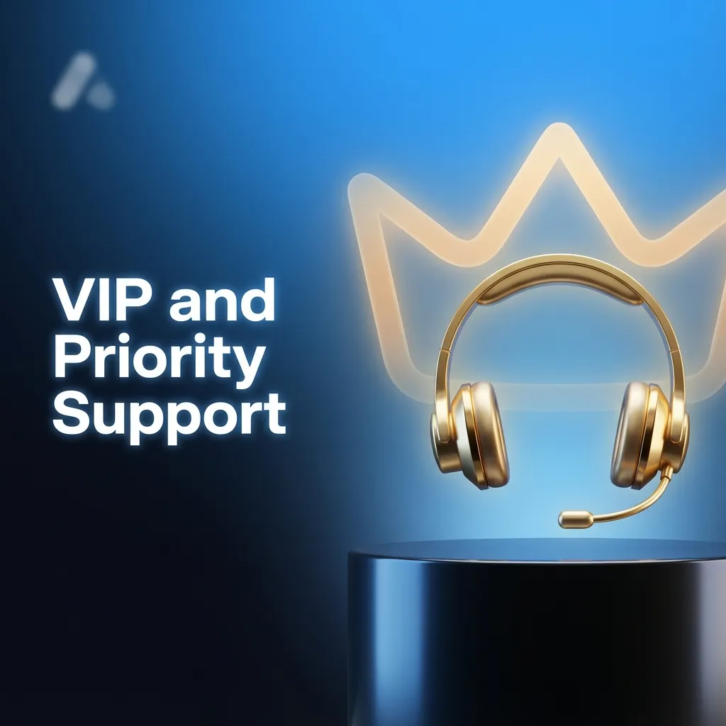 Illustration of a headset and chat bubbles symbolizing VIP and priority customer support services