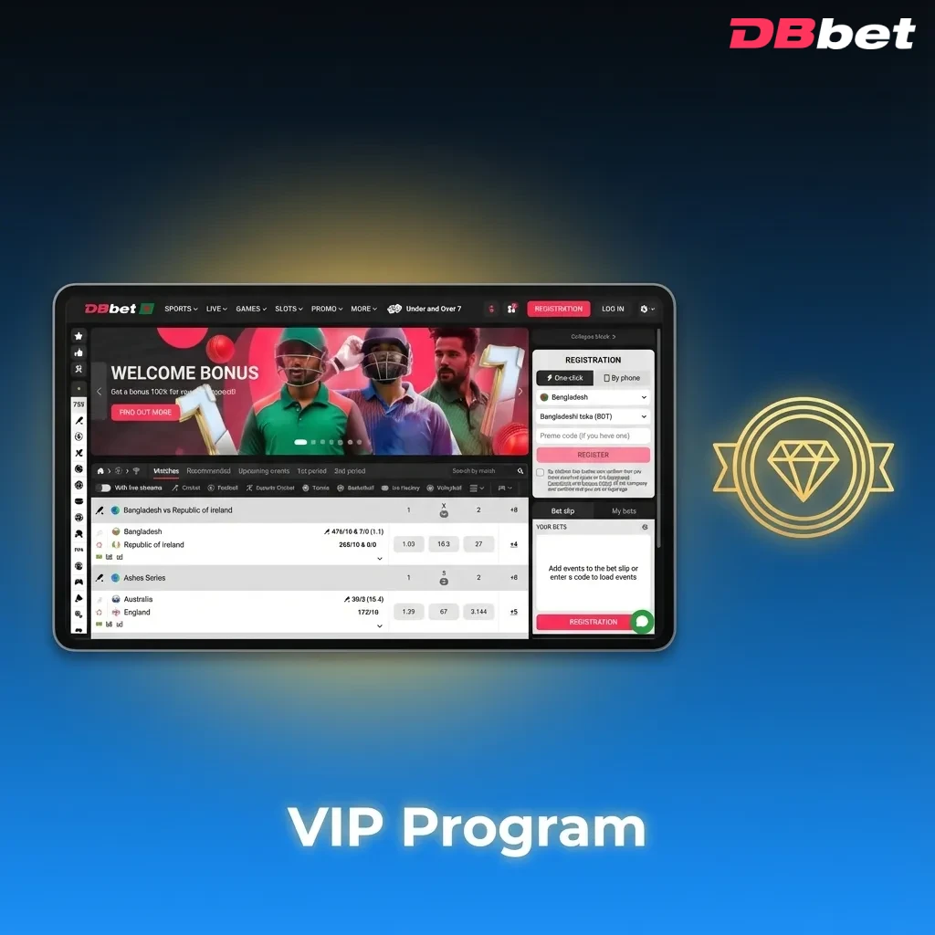 Illustrated DBBet VIP tier ladder in Bangladesh highlighting growing rewards, cashback, limits, and personal manager benefits