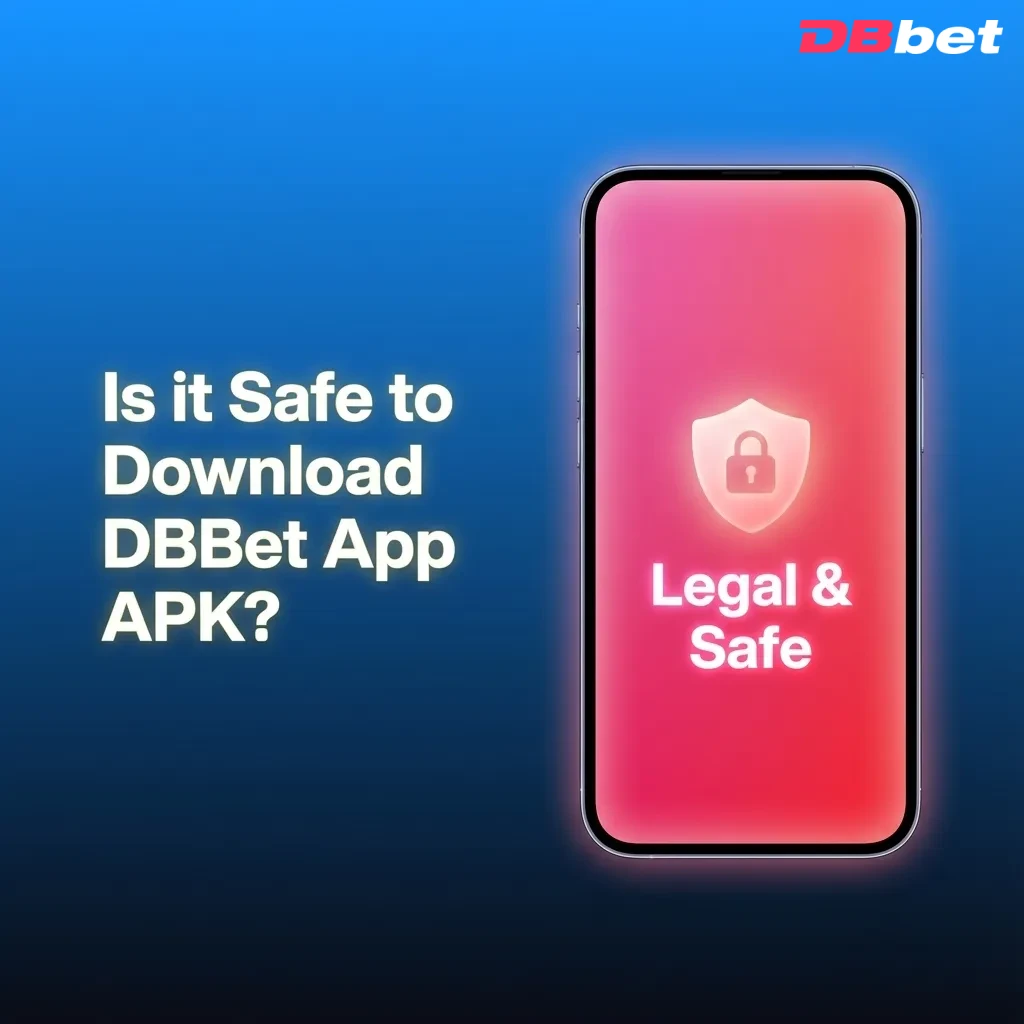Graphic asking if downloading the DBBet app APK is safe, highlighting licensing, SSL protection, and secure betting environment