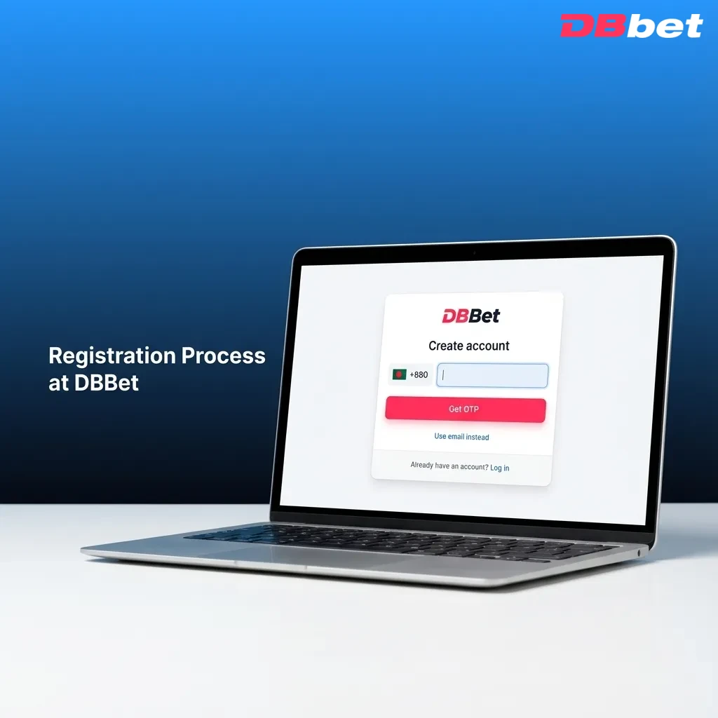 Infographic of DBBet registration steps from sign-up to verification and first deposit for betting and casino access