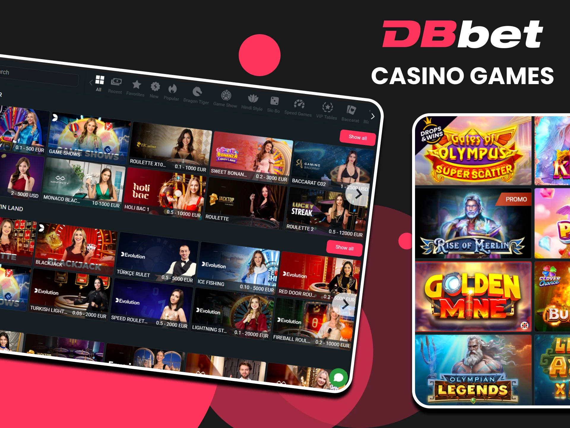 Enjoy casino games on the DBbet website.