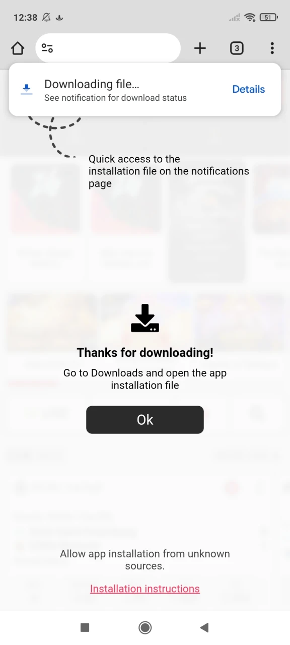Confirm downloading the DBbet app for Android.