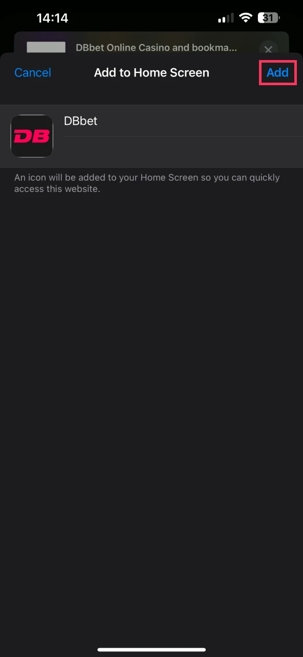 Follow the steps to add the DBbet app to your iOS device.