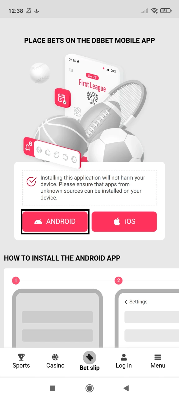 Download the DBbet app to play Aviator on Android.