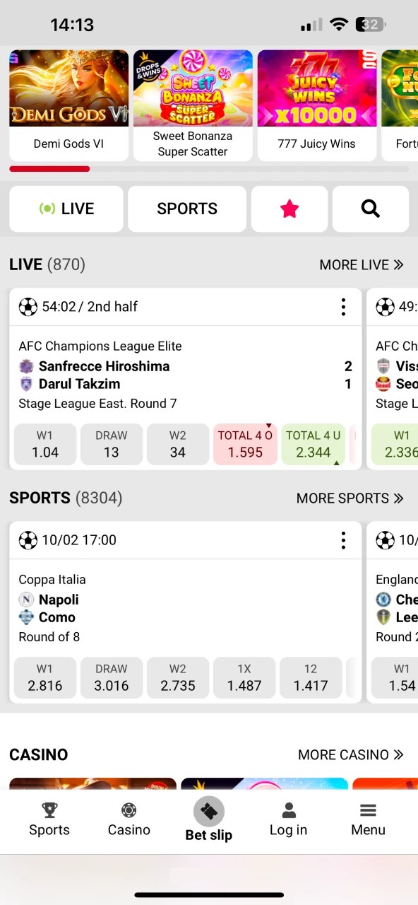 Open the DBbet main page to download the app and play on iOS.