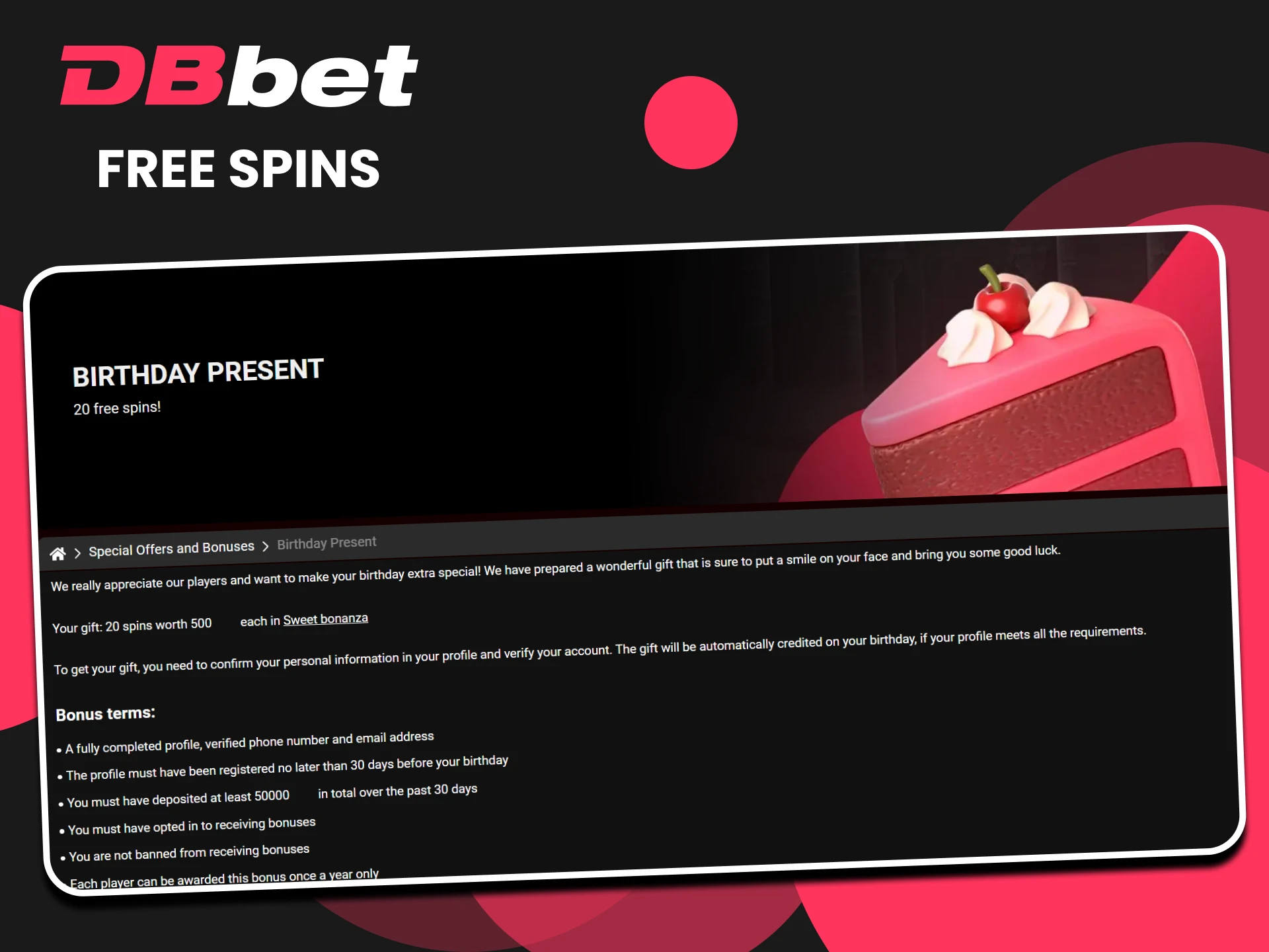 Free spins from DBbet await you when playing casino games.