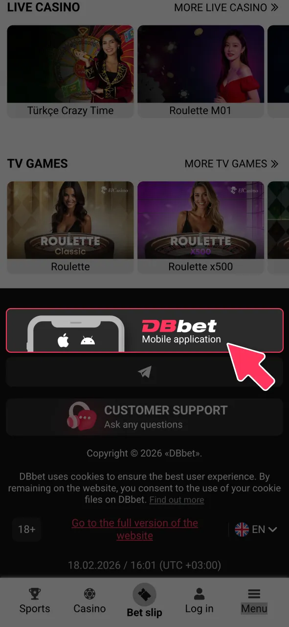 Navigate to the official DBBet site on your phone to start.