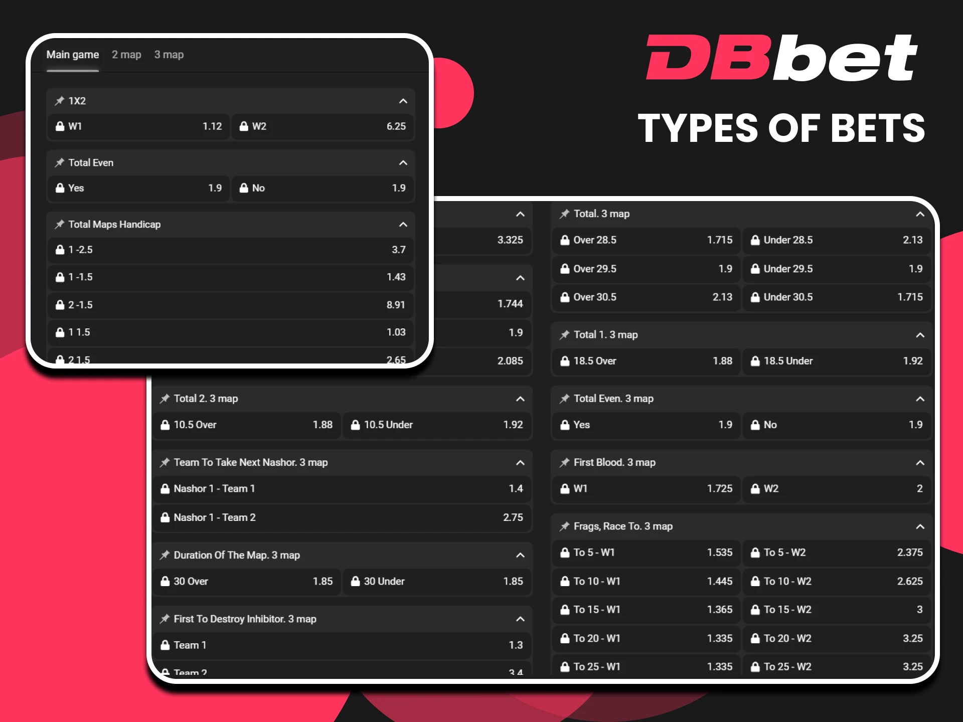 You can choose from a variety of betting options on eSports events at DBbet.