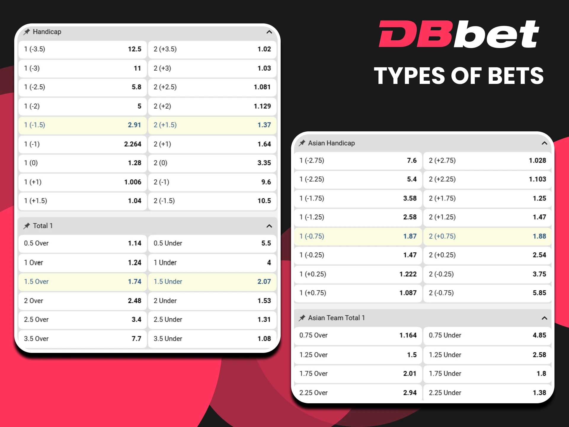 All types of betting formats are available on DBbet for football.