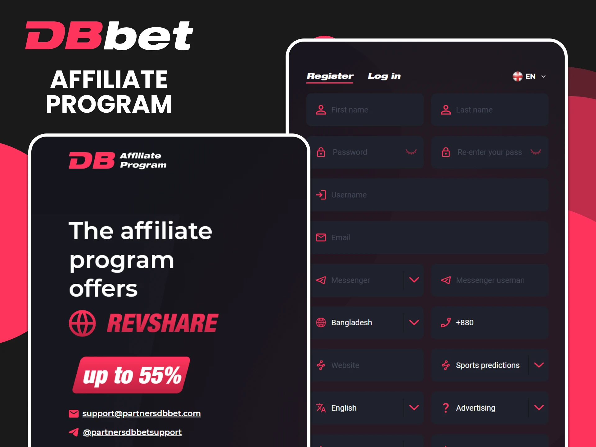 You can become a partner of the DBbet website.