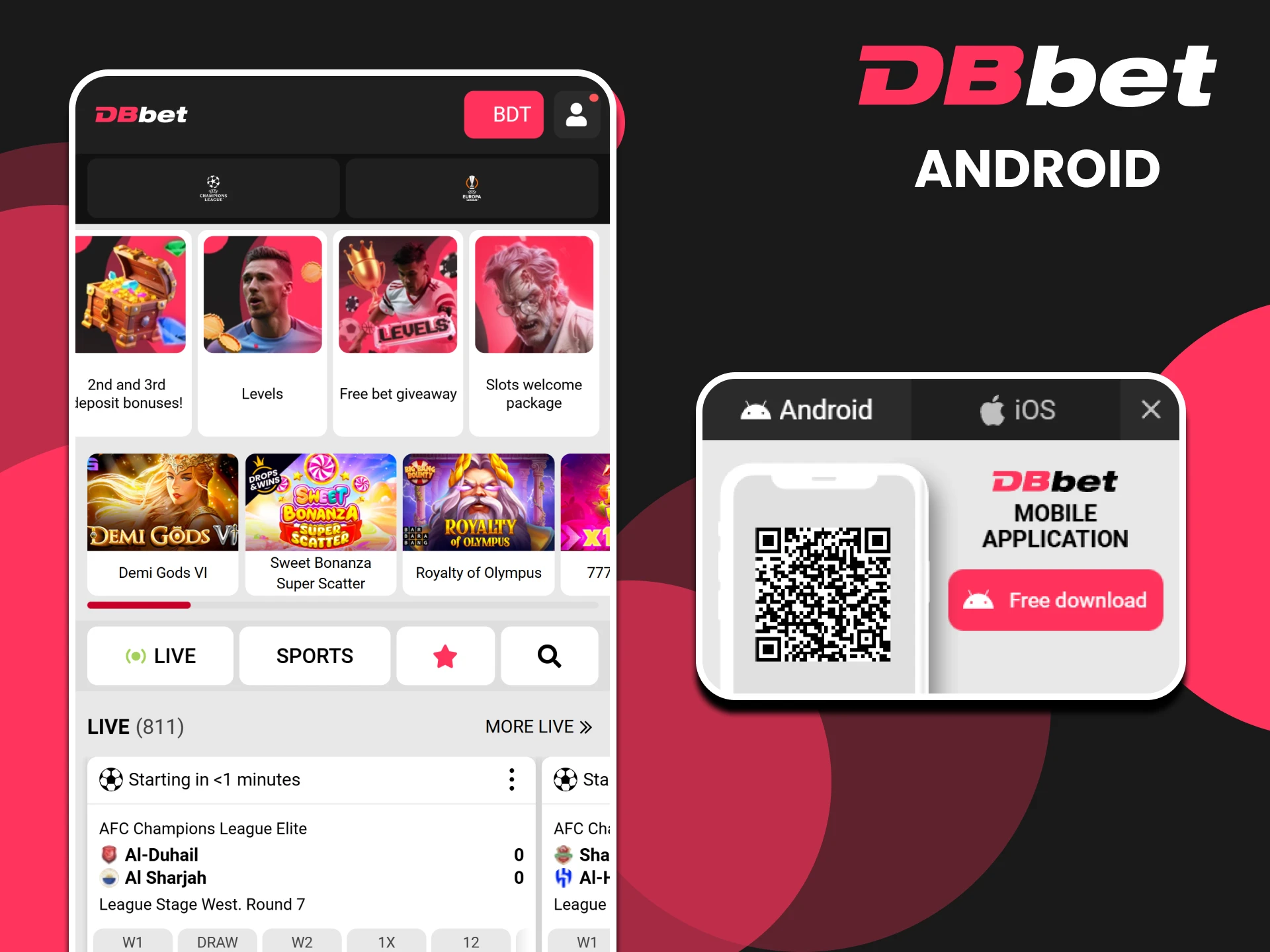 Download the DBbet app for Android.