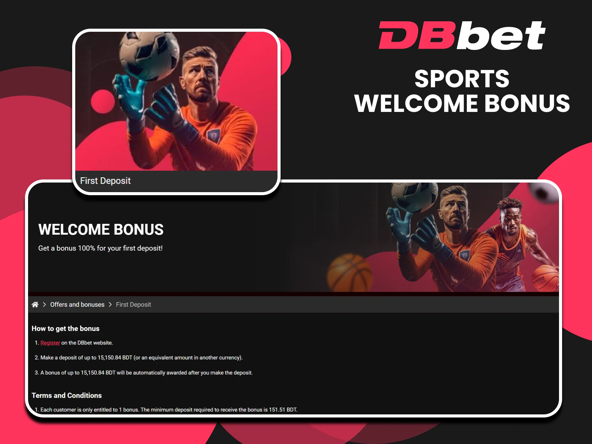 If you actively bet on sports, you can claim a welcome bonus for sports from DBbet.