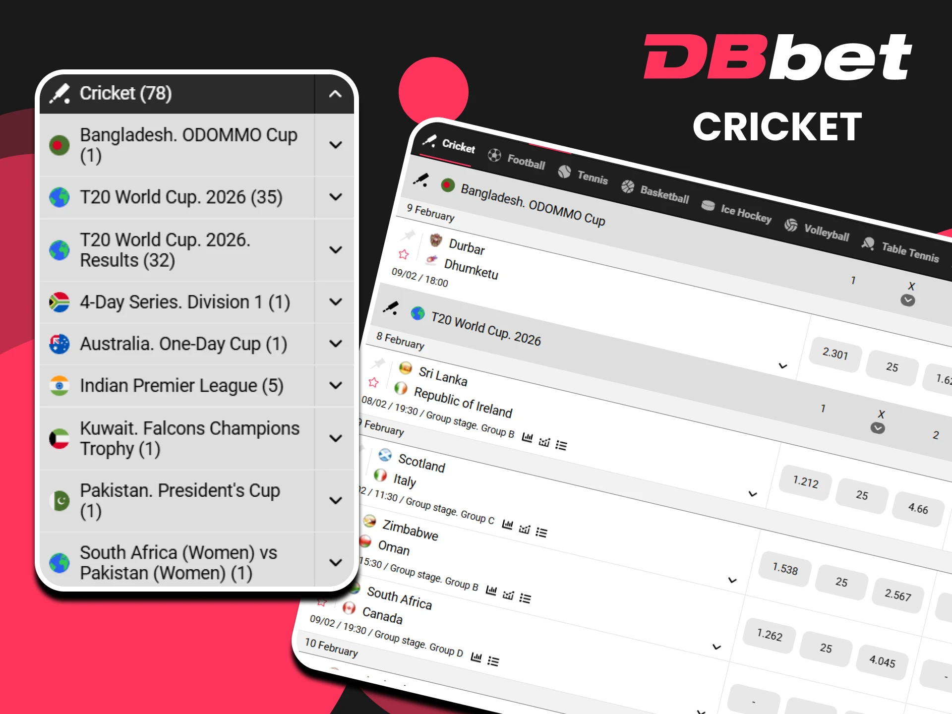 Cricket is the best choice for betting on DBbet.