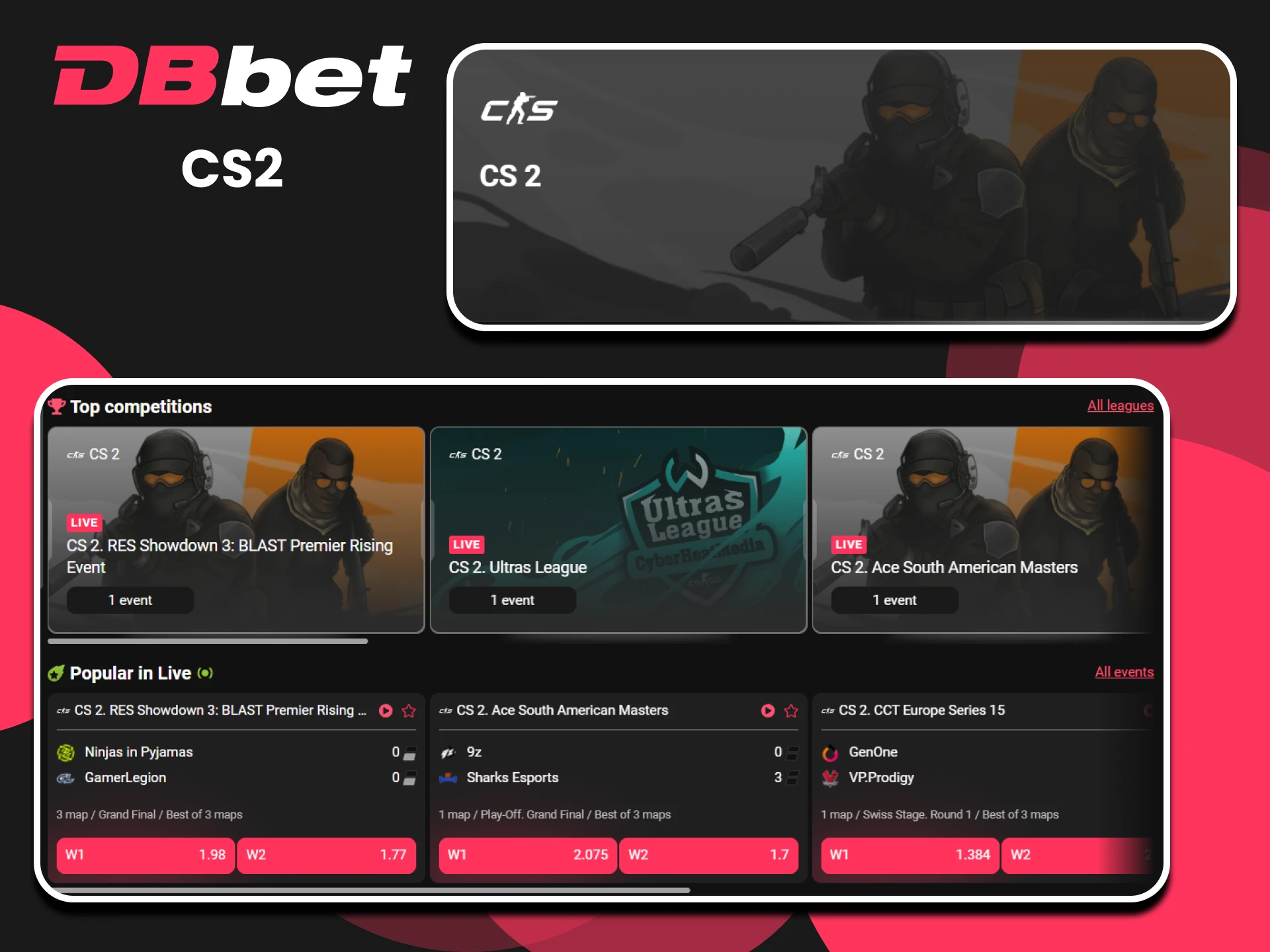 Esports fans choose CS2 for betting on DBbet.