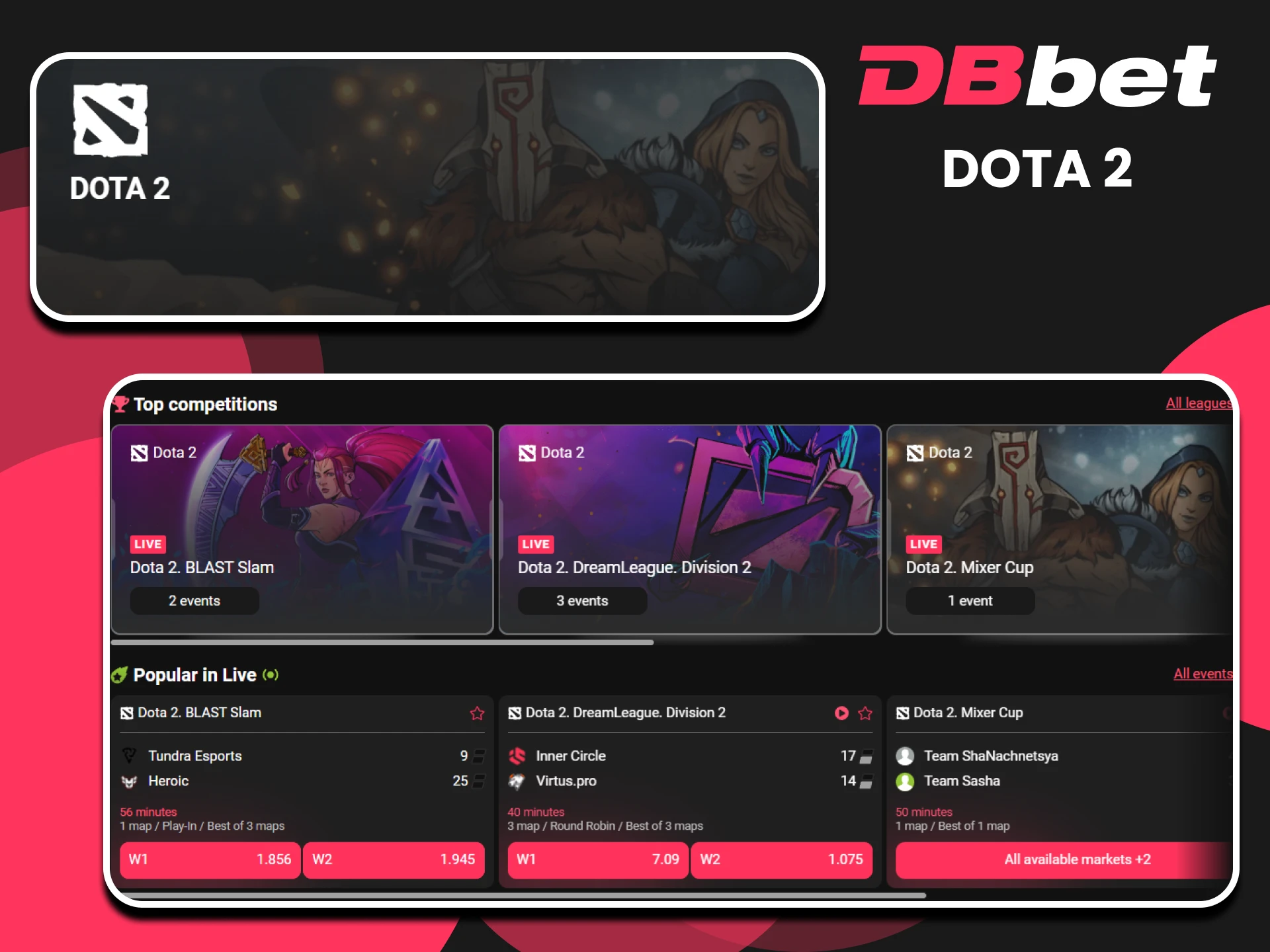 If you follow the Dota 2 game, you can bet on your favorite teams on the DBbet website.