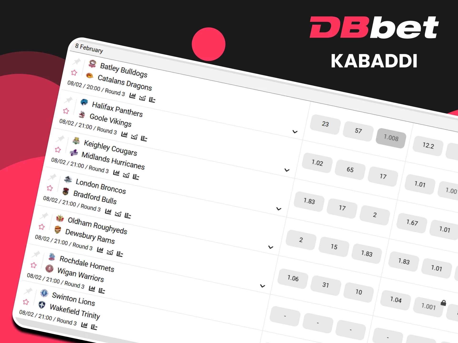 We recommend kabaddi for betting on DBbet.