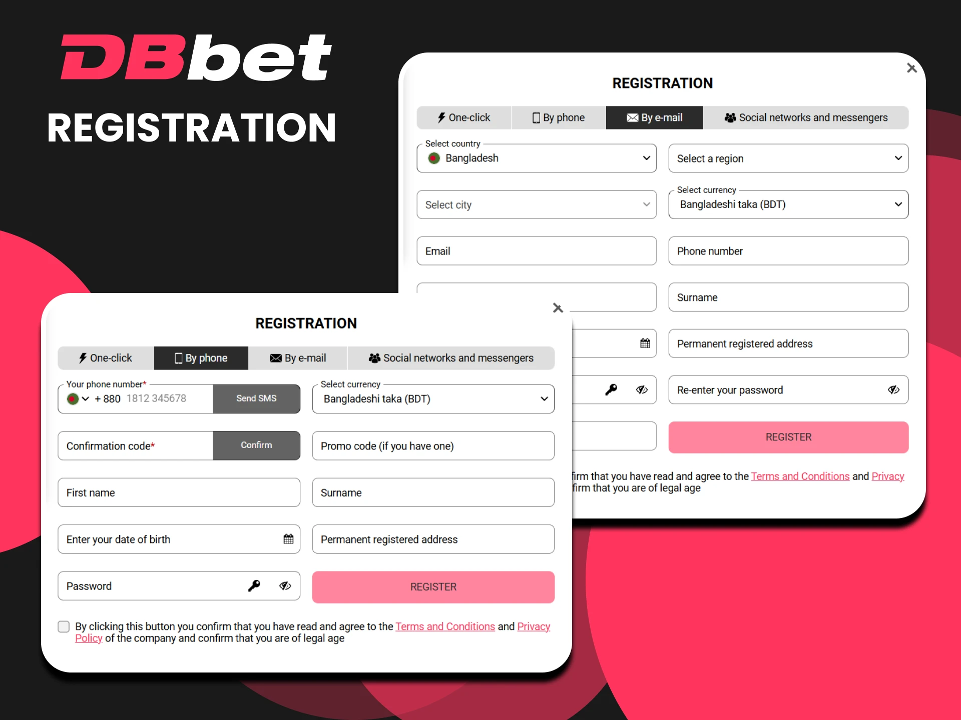 Register on the DBbet website.