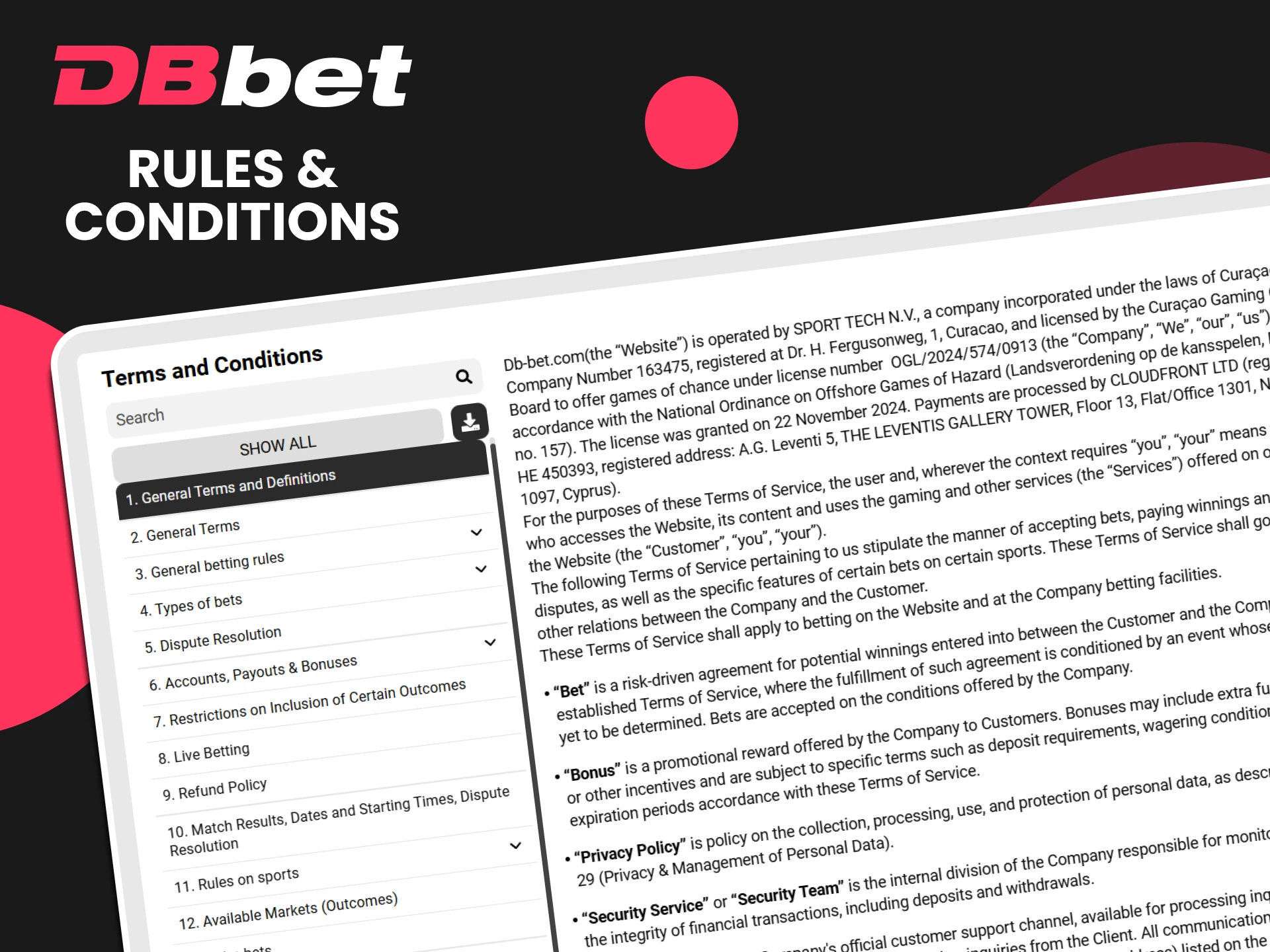 You should study the rules of using the DBbet website.