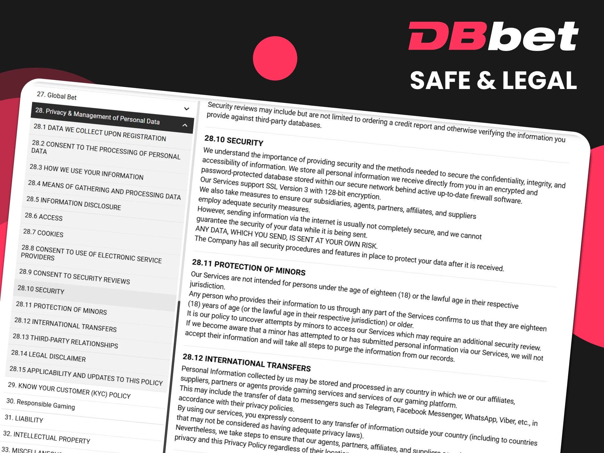 We guarantee your safety on the DBbet website.
