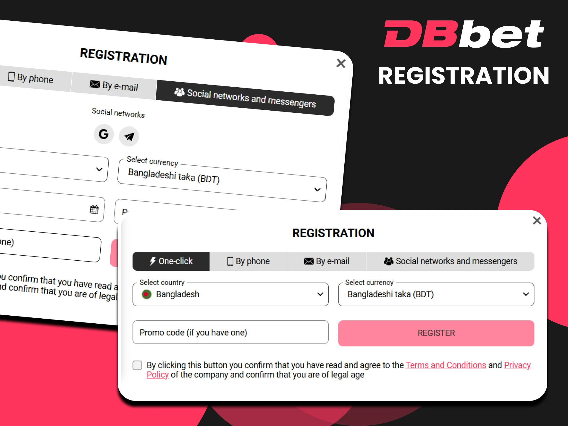 Before placing bets on DBbet, you must register.