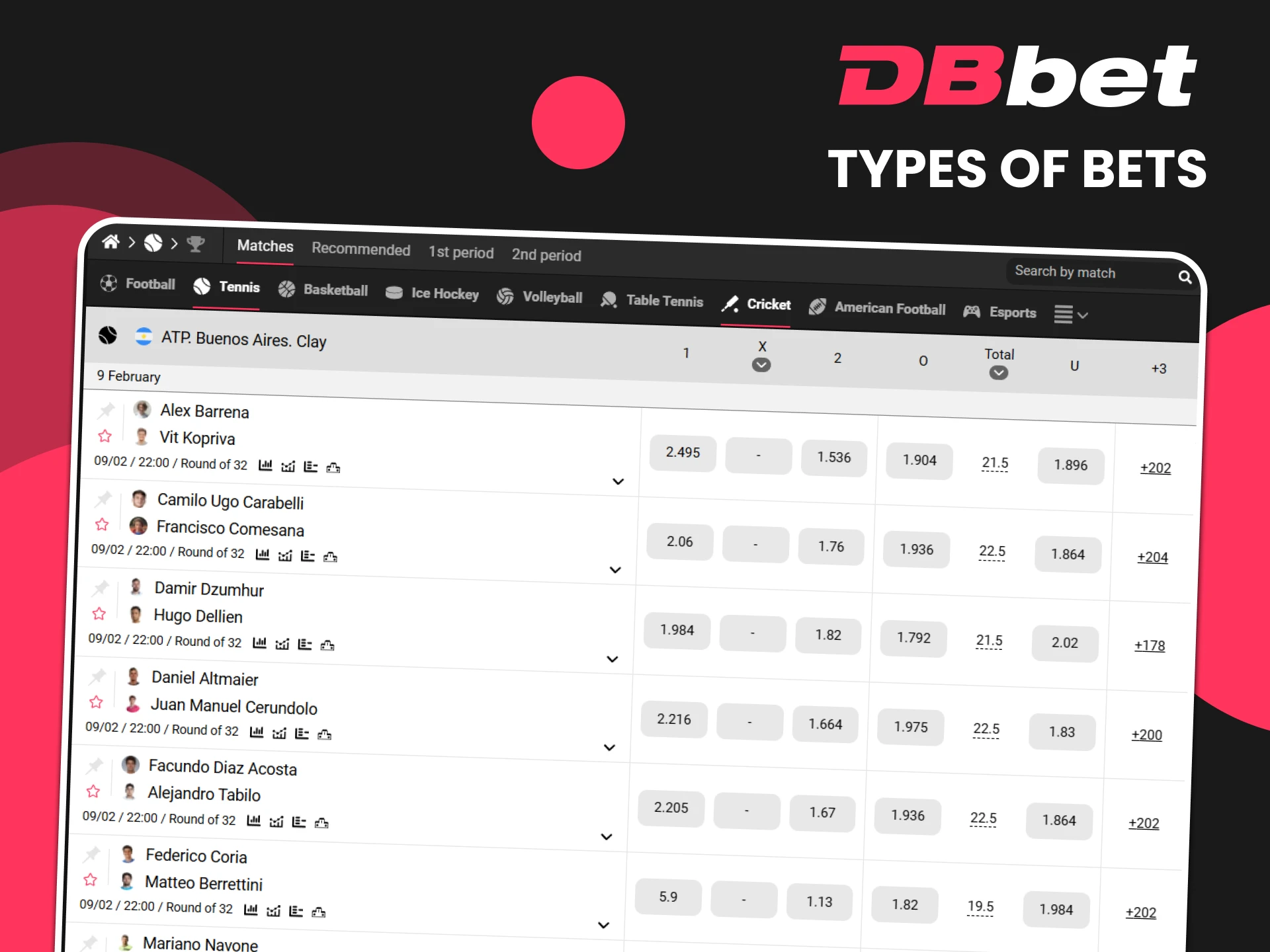 Any type of bet is available on DBbet.