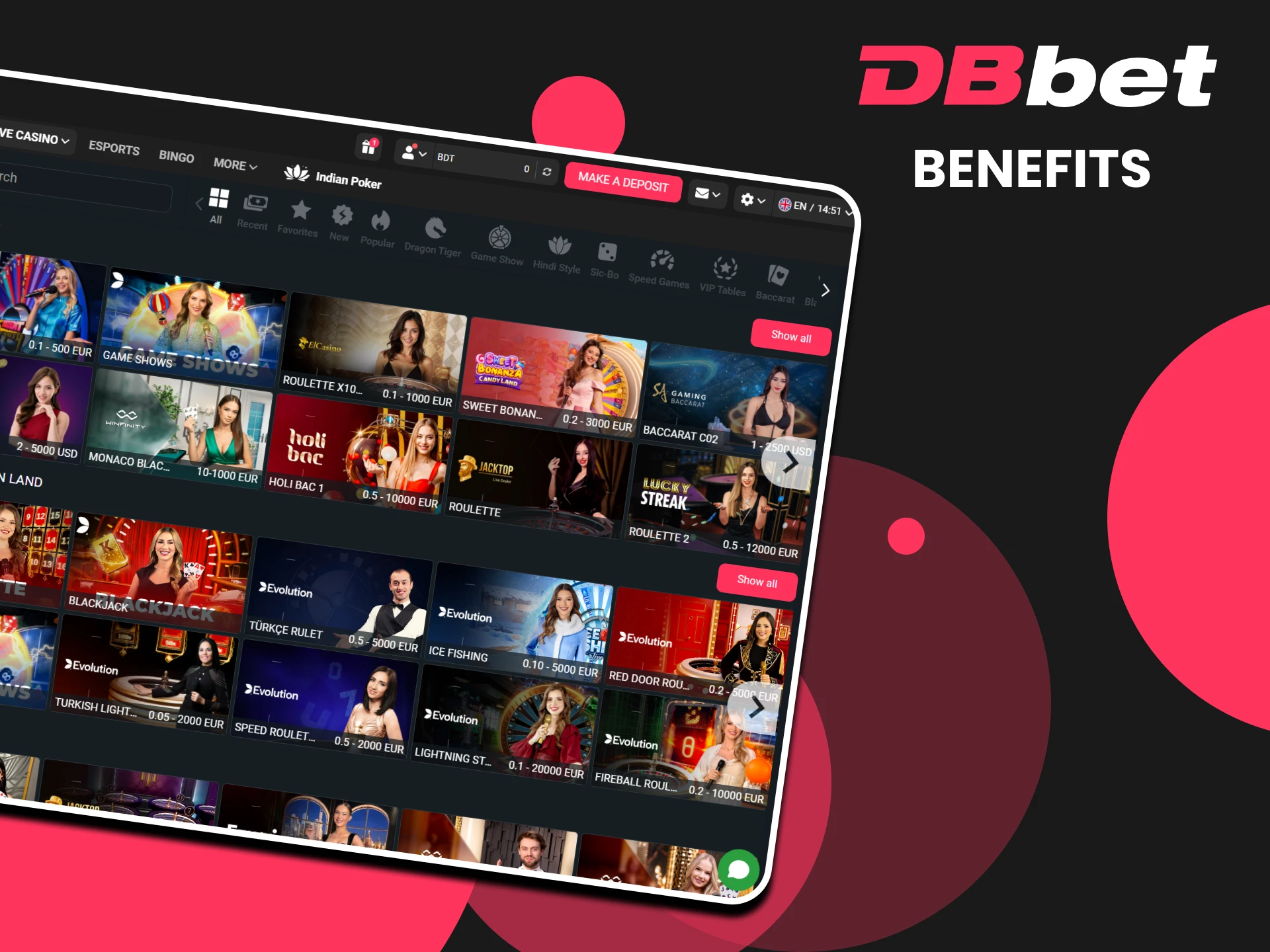 DBbet will provide a variety of benefits to live casino players.