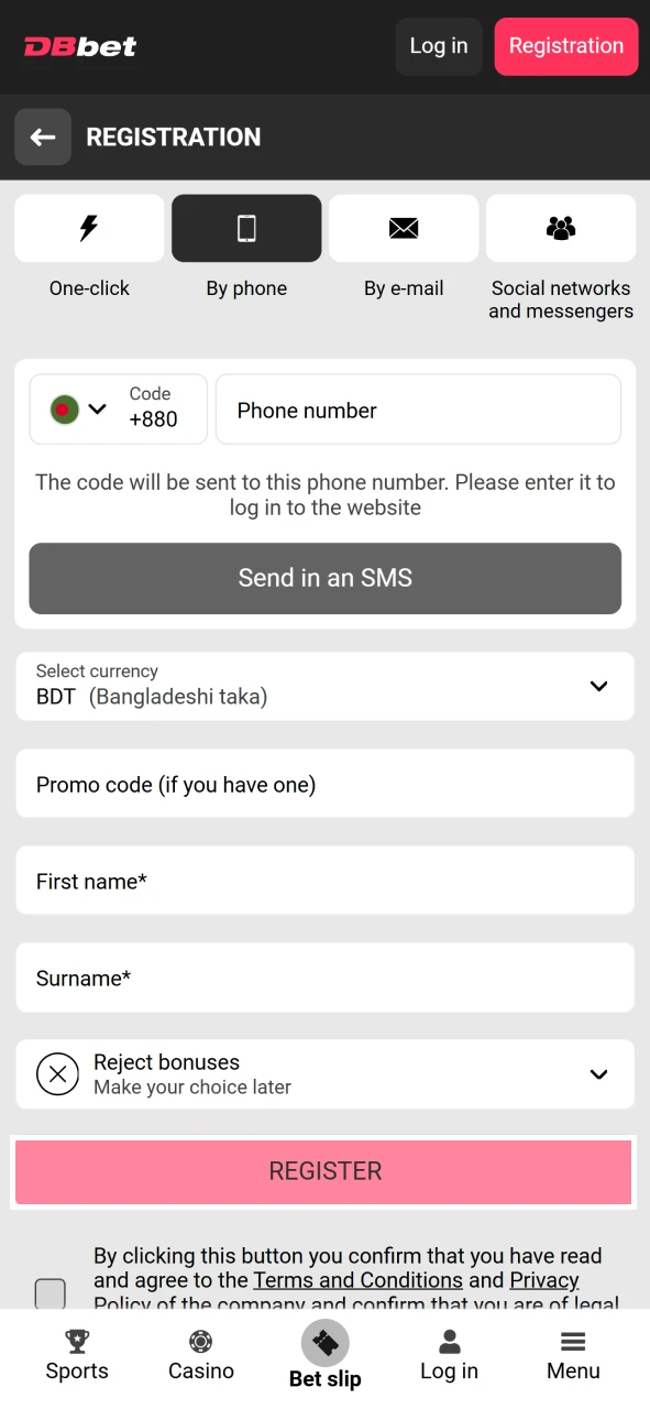 Register and start playing live casino at DBbet.