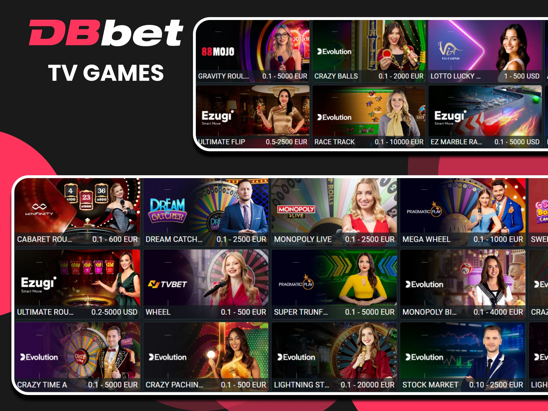 Choose a TV show for live casino games on the DBbet website.