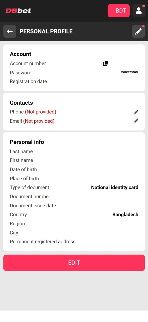 Wait for verification and withdrawal of funds to DBbet.