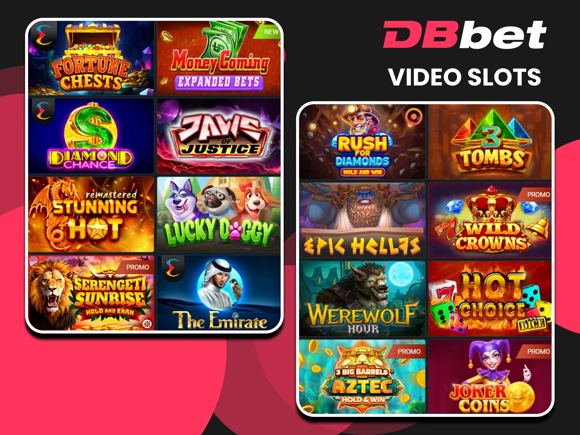 Choose Video Slots to play on the DBbet website.