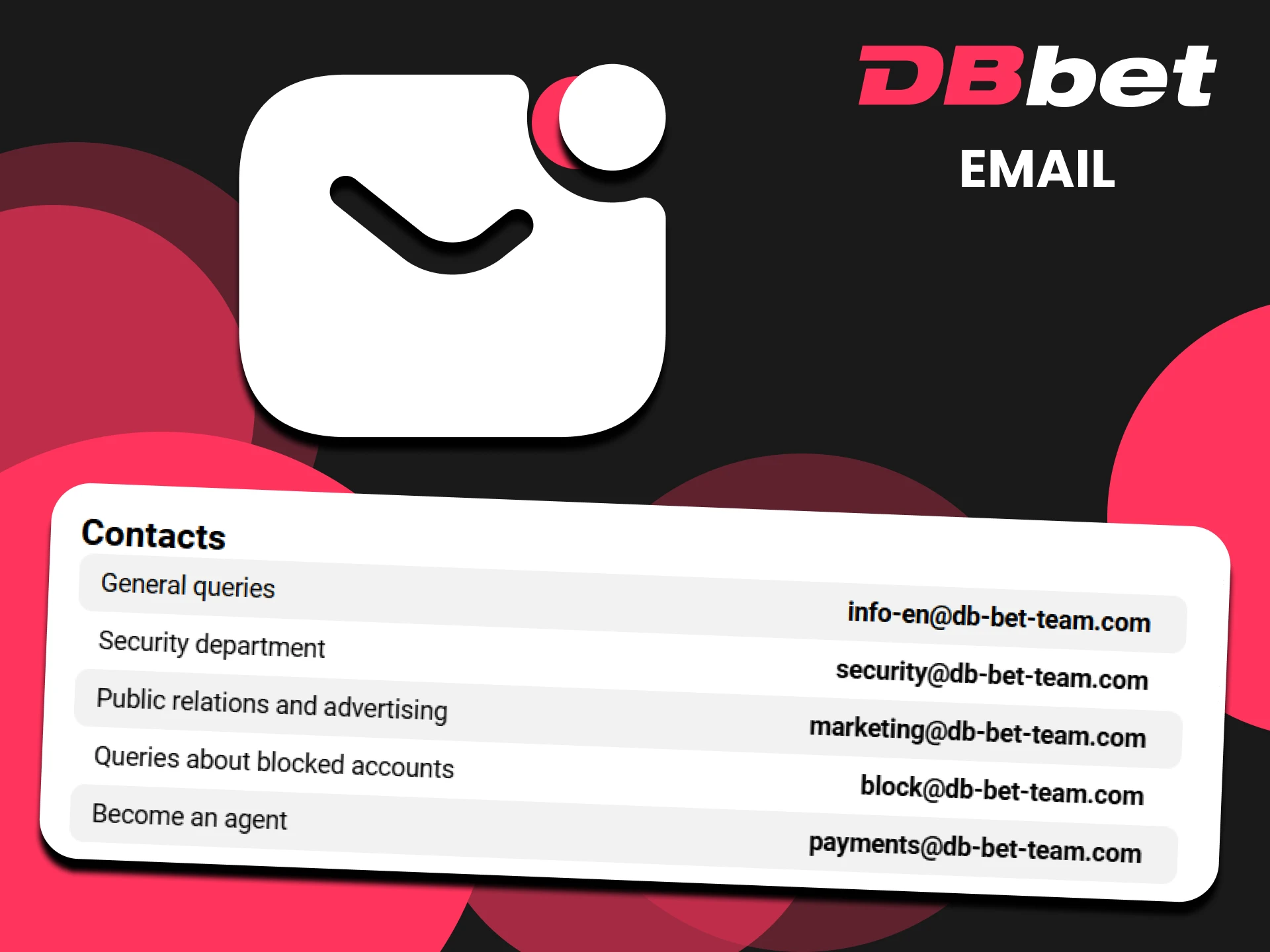 Write a letter to the DBbet support service if you have any questions.